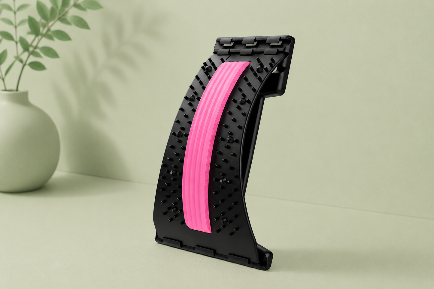 POSTURA Back Stretcher portable design shown next to fitness mat