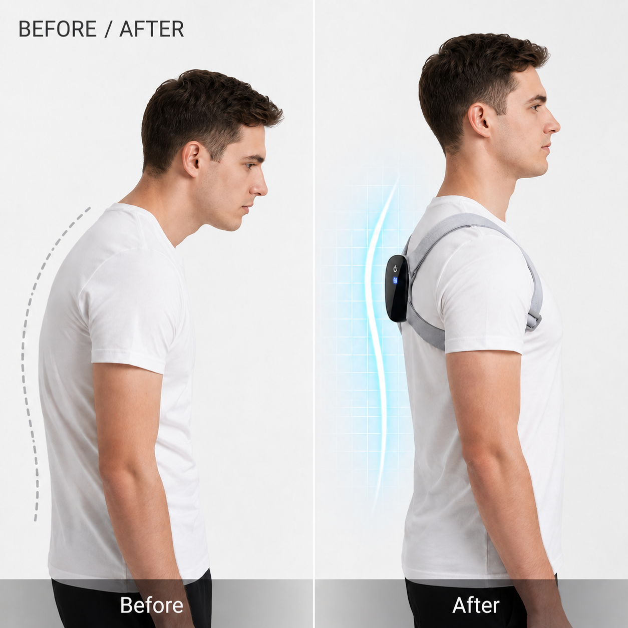 POSTURA Brace back panel with vibration sensor and USB charge port