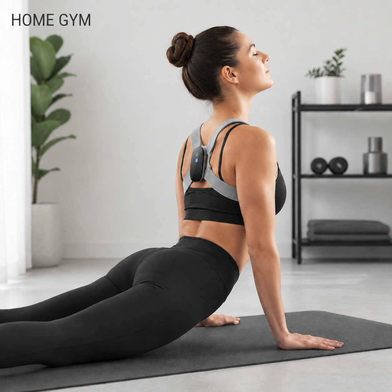 POSTURA Brace nearly invisible under fitted t-shirt at upper back